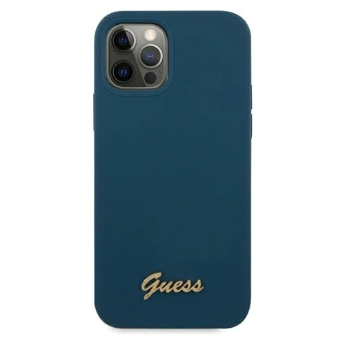Etui Guess GUHCP12LLSLMGBL Apple iPhone 12 Pro Max niebieski/blue hardcase Metal Logo Script