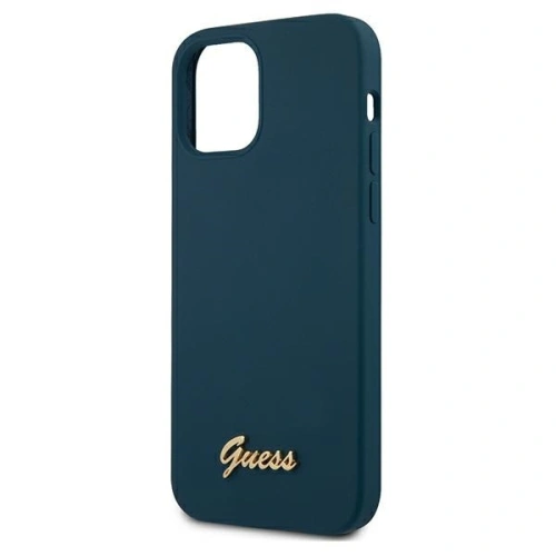 Etui Guess GUHCP12LLSLMGBL Apple iPhone 12 Pro Max niebieski/blue hardcase Metal Logo Script