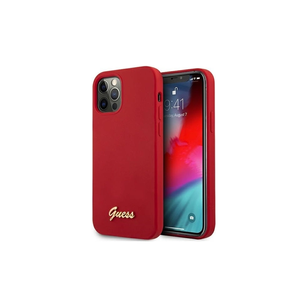 Wholesale Guess GUHCP12LLSLMGRE Apple iPhone 12 Pro Max red hardcase Metal Logo Script - GUE833RED - {ean13} - Hurt