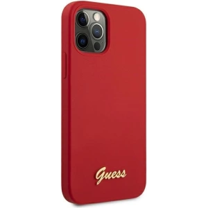 Hurtownia GSM - Etui Guess GUHCP12LLSLMGRE Apple iPhone 12 Pro Max czerwony/red hardcase Metal Logo Script - GUE833RED - {ean13} - Hurt