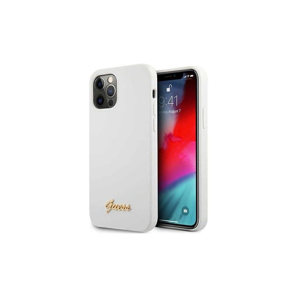 Hurtownia GSM - Etui Guess GUHCP12LLSLMGWH Apple iPhone 12 Pro Max biały/white hardcase Metal Logo Script - GUE834WHT - {ean13} - Hurt