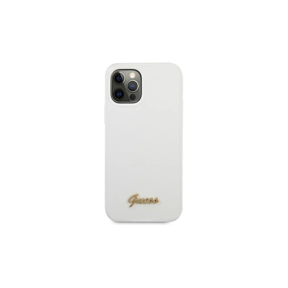 Hurtownia GSM - Etui Guess GUHCP12LLSLMGWH Apple iPhone 12 Pro Max biały/white hardcase Metal Logo Script - GUE834WHT - {ean13} - Hurt