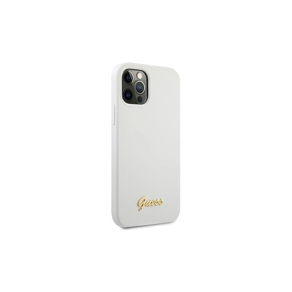 Hurtownia GSM - Etui Guess GUHCP12LLSLMGWH Apple iPhone 12 Pro Max biały/white hardcase Metal Logo Script - GUE834WHT - {ean13} - Hurt