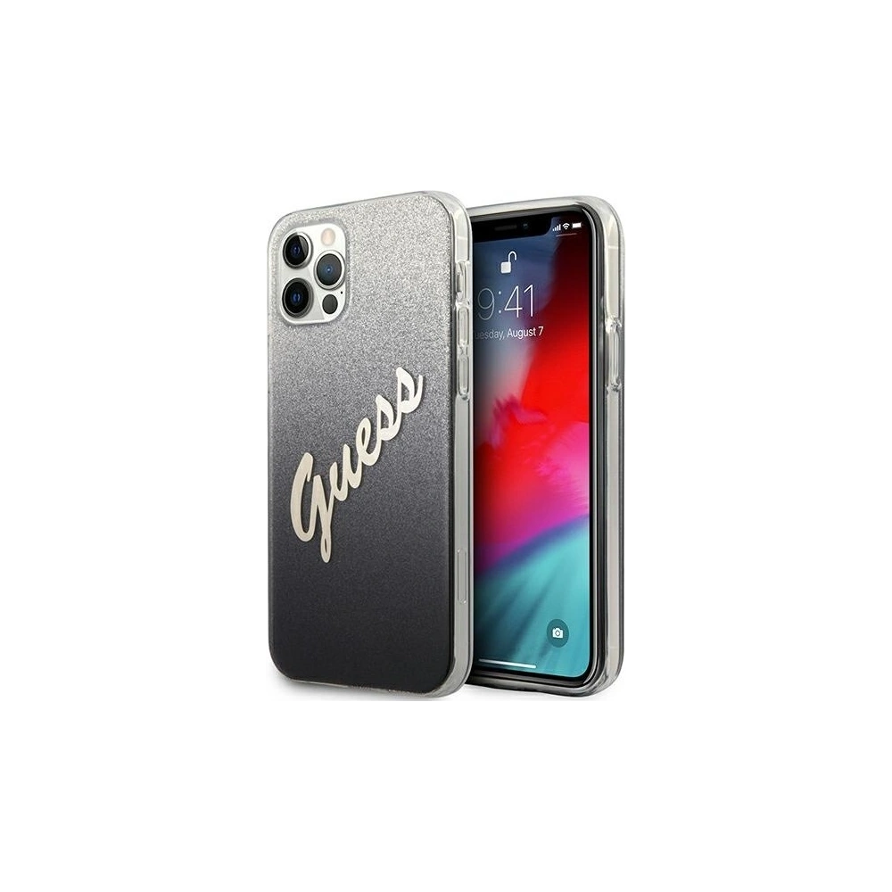 Hurtownia GSM - Etui Guess GUHCP12LPCUGLSBK Apple iPhone 12 Pro Max czarny/black hardcase Glitter Gradient Script - GUE835BLK - {ean13} - Hurt