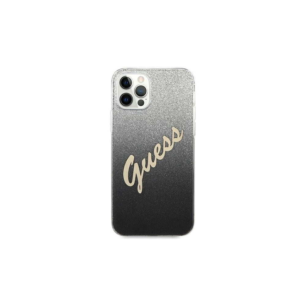 Hurtownia GSM - Etui Guess GUHCP12LPCUGLSBK Apple iPhone 12 Pro Max czarny/black hardcase Glitter Gradient Script - GUE835BLK - {ean13} - Hurt