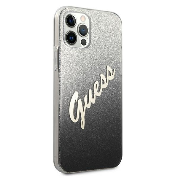 Kryt Guess GUHCP12LPCUGLSBK Apple iPhone 12 Pro Max black hardcase Glitter Gradient Script