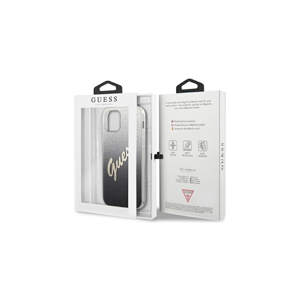 Wholesale Guess GUHCP12LPCUGLSBK Apple iPhone 12 Pro Max black hardcase Glitter Gradient Script - GUE835BLK - {ean13} - Hurt