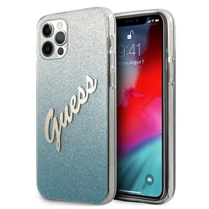 Etui Guess GUHCP12LPCUGLSBL Apple iPhone 12 Pro Max niebieski/blue hardcase Glitter Gradient Script