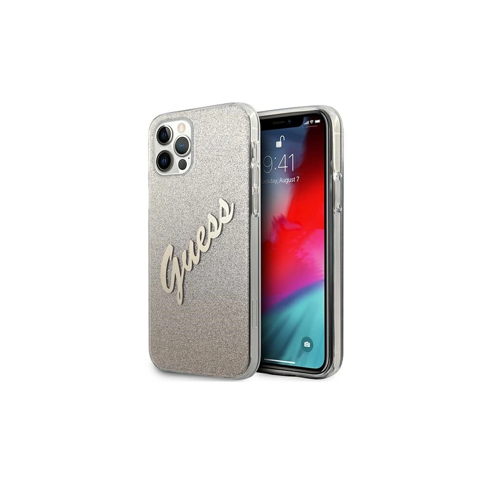 Hurtownia GSM - Etui Guess GUHCP12LPCUGLSGO Apple iPhone 12 Pro Max złoty/gold hardcase Glitter Gradient Script - GUE837GLD - {ean13} - Hurt