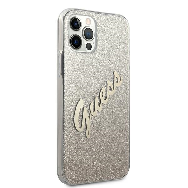 Kryt Guess GUHCP12LPCUGLSGO Apple iPhone 12 Pro Max gold hardcase Glitter Gradient Script