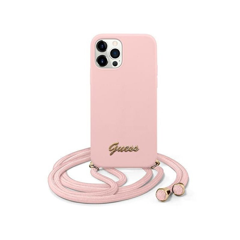 Hurtownia Guess - 3700740494318 - GUE843PNK - Etui Guess GUHCP12MLSCLMGLP Apple iPhone 12/12 Pro różowy/pink hardcase Metal Logo Cord - B2B homescreen