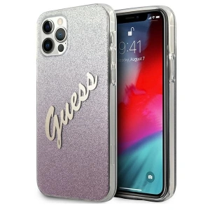 Hurtownia GSM - Etui Guess GUHCP12MPCUGLSPI Apple iPhone 12/12 Pro różowy/pink hardcase Glitter Gradient Script - GUE851PNK - {ean13} - Hurt