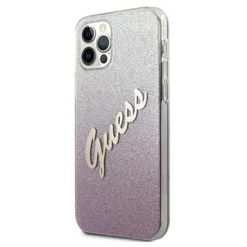 Etui Guess GUHCP12MPCUGLSPI Apple iPhone 12/12 Pro różowy/pink hardcase Glitter Gradient Script