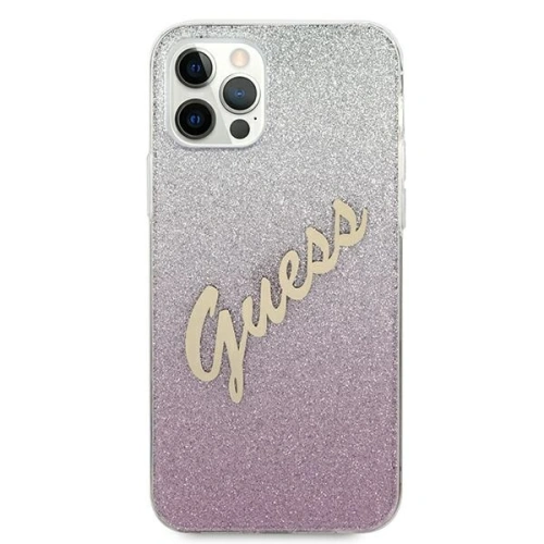 Etui Guess GUHCP12MPCUGLSPI Apple iPhone 12/12 Pro różowy/pink hardcase Glitter Gradient Script