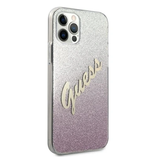 Etui Guess GUHCP12MPCUGLSPI Apple iPhone 12/12 Pro różowy/pink hardcase Glitter Gradient Script