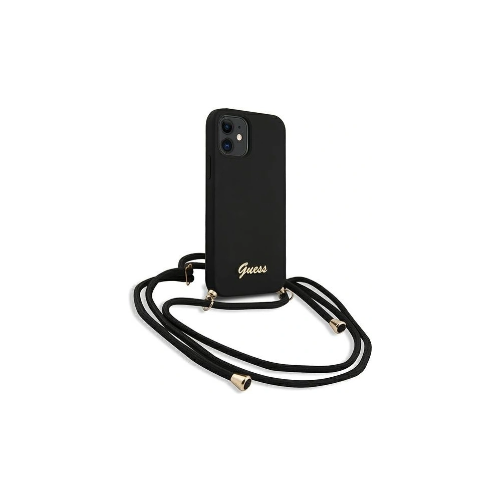 Wholesale Guess GUHCP12SLSCLMGBK Apple iPhone 12 mini black hardcase Metal Logo Cord - GUE852BLK - {ean13} - Hurt