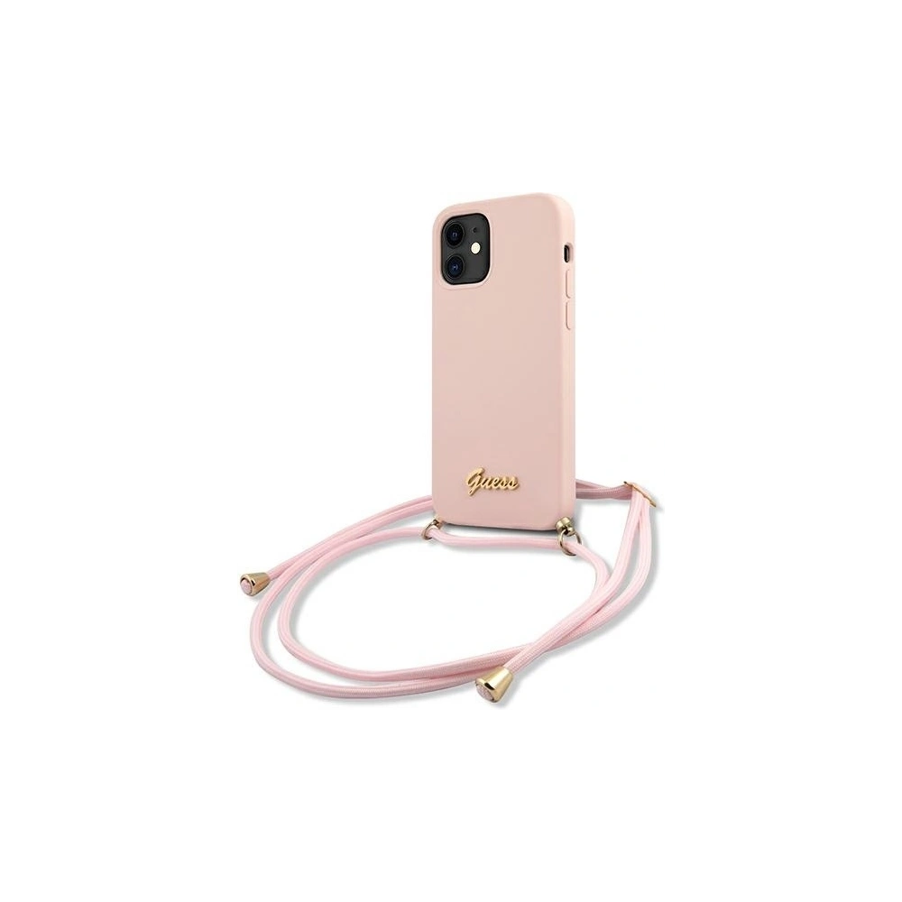 Hurtownia GSM - Etui Guess GUHCP12SLSCLMGLP Apple iPhone 12 mini różowy/pink hardcase Metal Logo Cord - GUE854PNK - {ean13} - Hurt