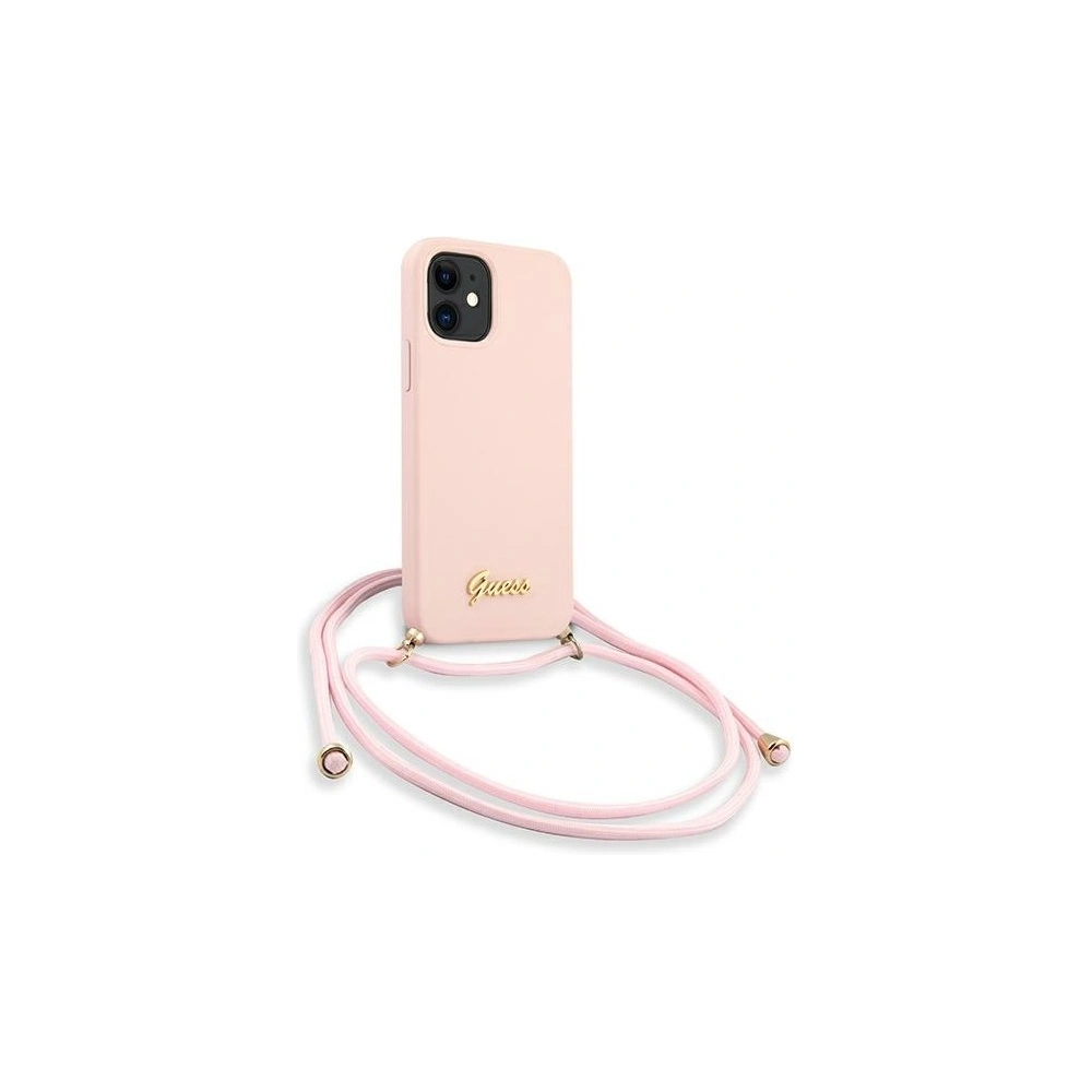 Hurtownia GSM - Etui Guess GUHCP12SLSCLMGLP Apple iPhone 12 mini różowy/pink hardcase Metal Logo Cord - GUE854PNK - {ean13} - Hurt
