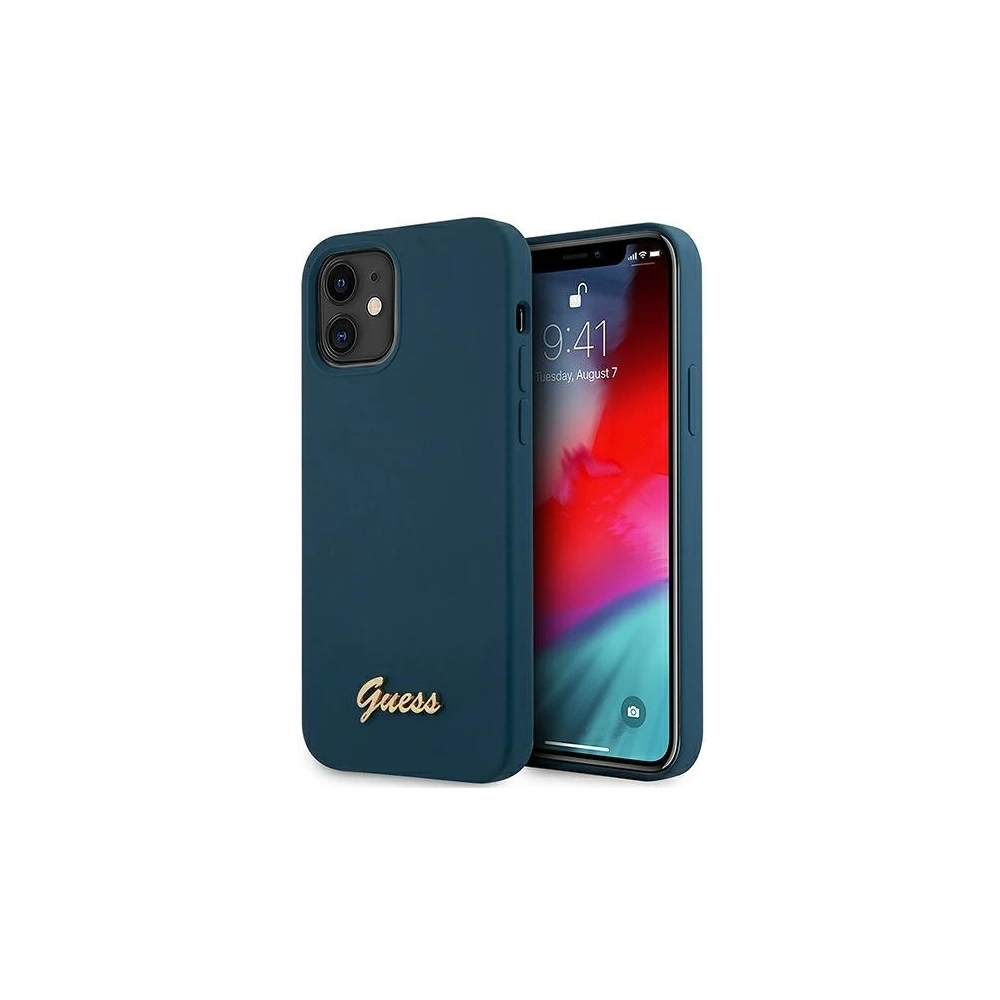 Hurtownia GSM - Etui Guess GUHCP12SLSLMGBL Apple iPhone 12 mini niebieski/blue hardcase Metal Logo Script - GUE855BLU - {ean13} - Hurt