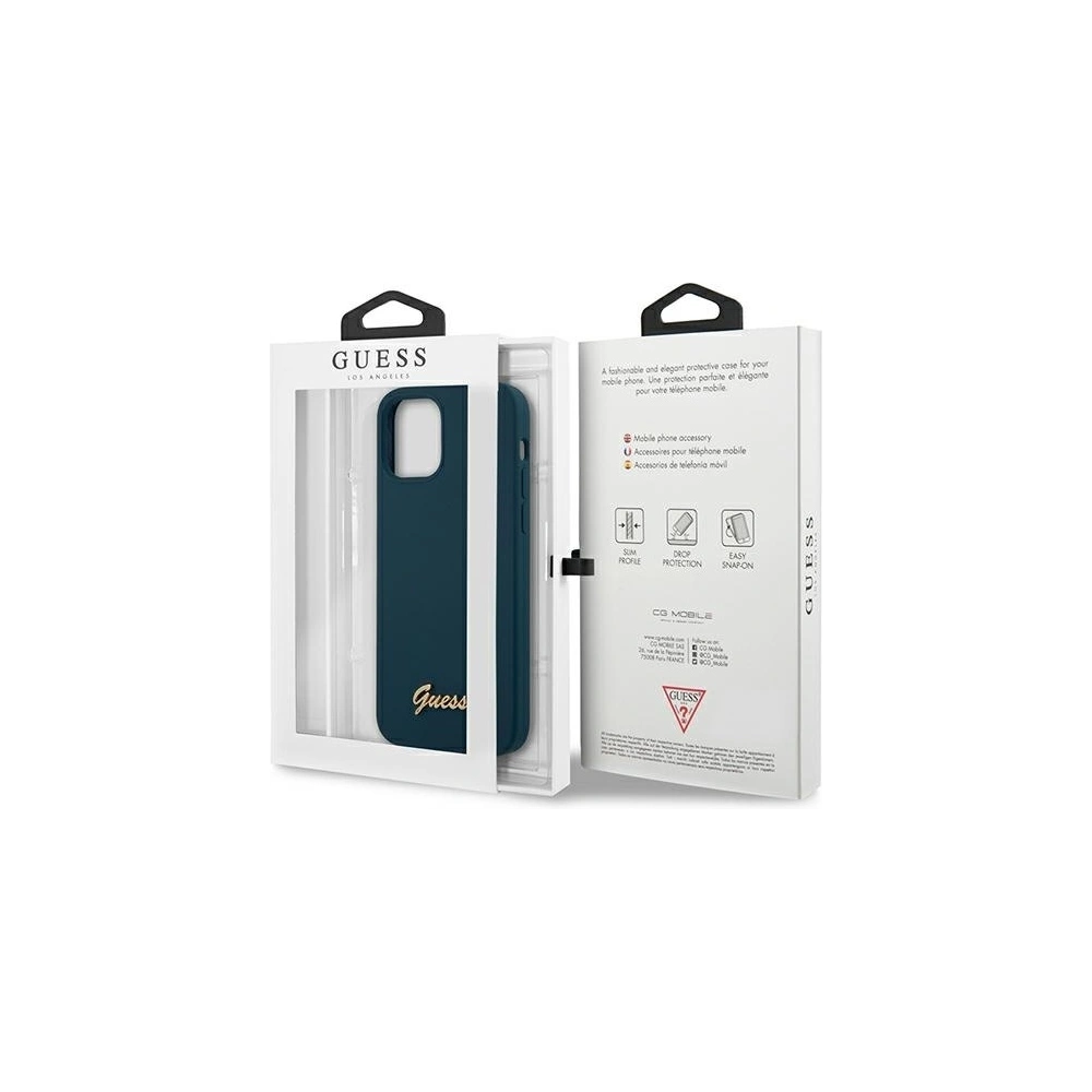 Hurtownia GSM - Etui Guess GUHCP12SLSLMGBL Apple iPhone 12 mini niebieski/blue hardcase Metal Logo Script - GUE855BLU - {ean13} - Hurt