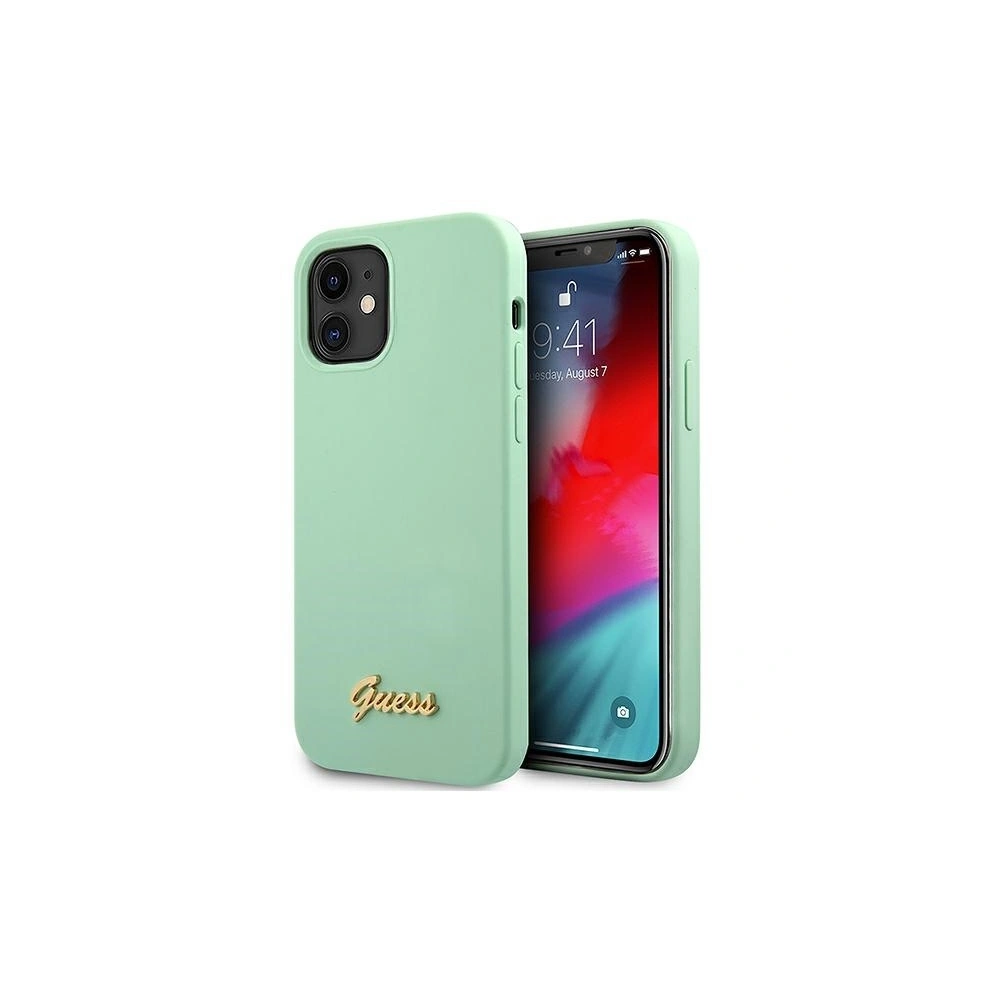 Hurtownia GSM - Etui Guess GUHCP12SLSLMGGN Apple iPhone 12 mini zielony/green hardcase Metal Logo Script - GUE856GRN - {ean13} - Hurt