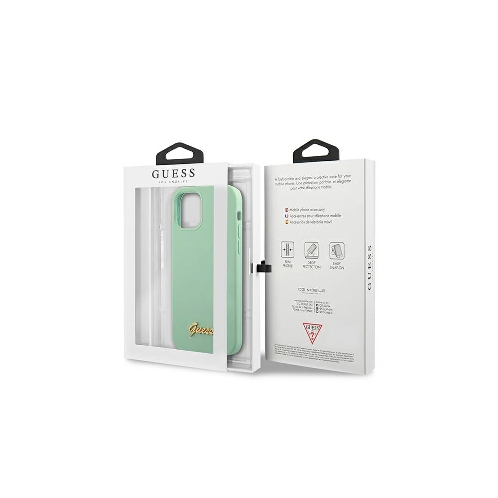 Hurtownia GSM - Etui Guess GUHCP12SLSLMGGN Apple iPhone 12 mini zielony/green hardcase Metal Logo Script - GUE856GRN - {ean13} - Hurt