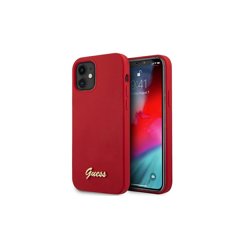 Hurtownia GSM - Etui Guess GUHCP12SLSLMGRE Apple iPhone 12 mini czerwony/red hardcase Metal Logo Script - GUE857RED - {ean13} - Hurt