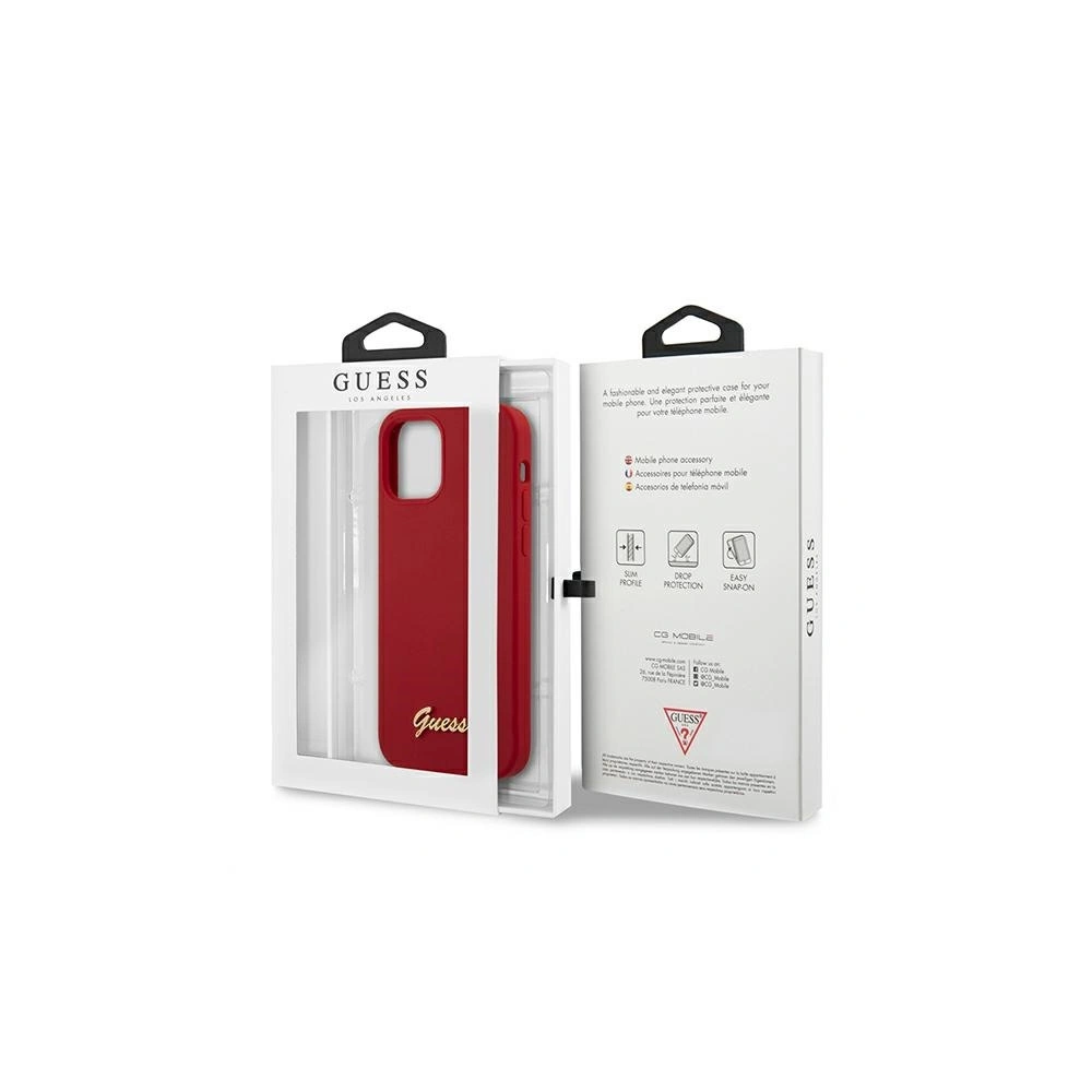 Hurtownia GSM - Etui Guess GUHCP12SLSLMGRE Apple iPhone 12 mini czerwony/red hardcase Metal Logo Script - GUE857RED - {ean13} - Hurt