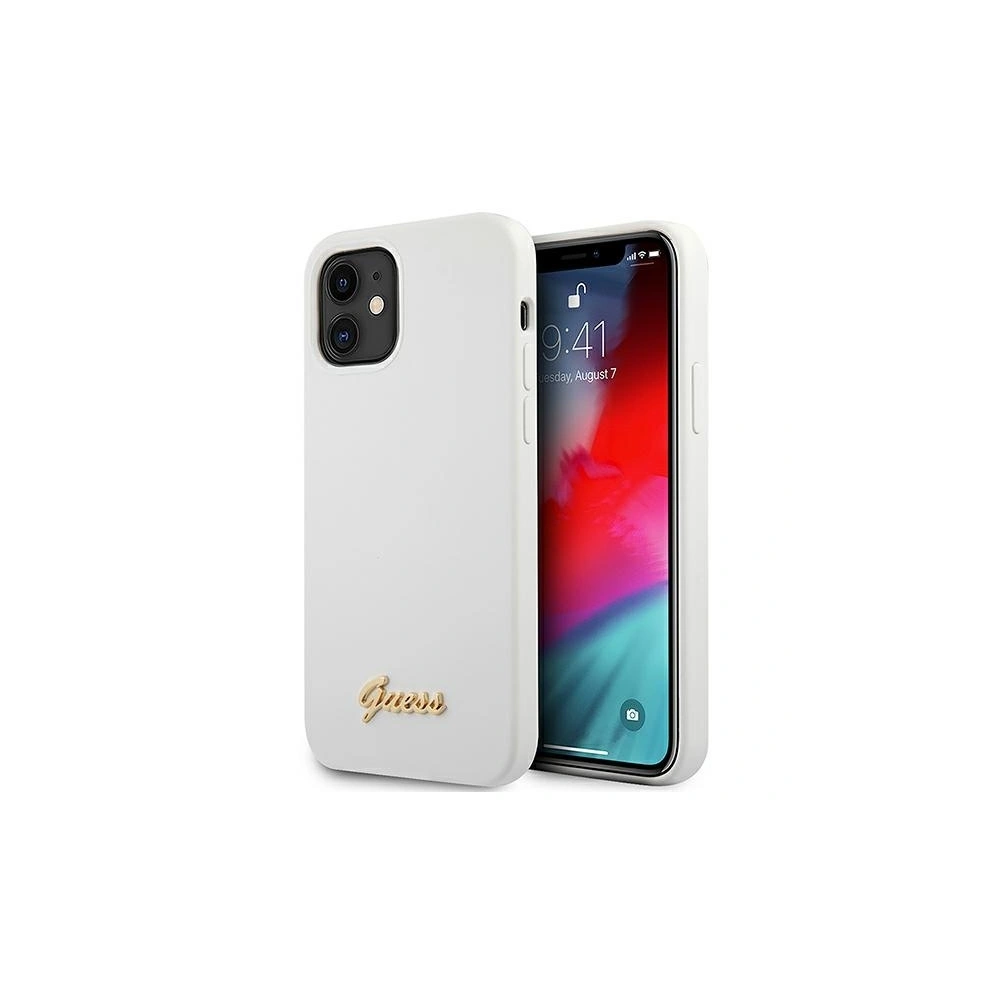 Hurtownia GSM - Etui Guess GUHCP12SLSLMGWH Apple iPhone 12 mini biały/white hardcase Metal Logo Script - GUE858WHT - {ean13} - Hurt