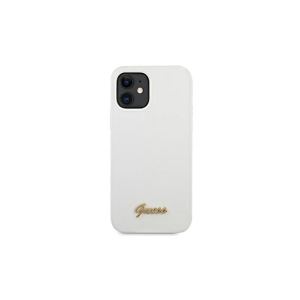 Hurtownia GSM - Etui Guess GUHCP12SLSLMGWH Apple iPhone 12 mini biały/white hardcase Metal Logo Script - GUE858WHT - {ean13} - Hurt