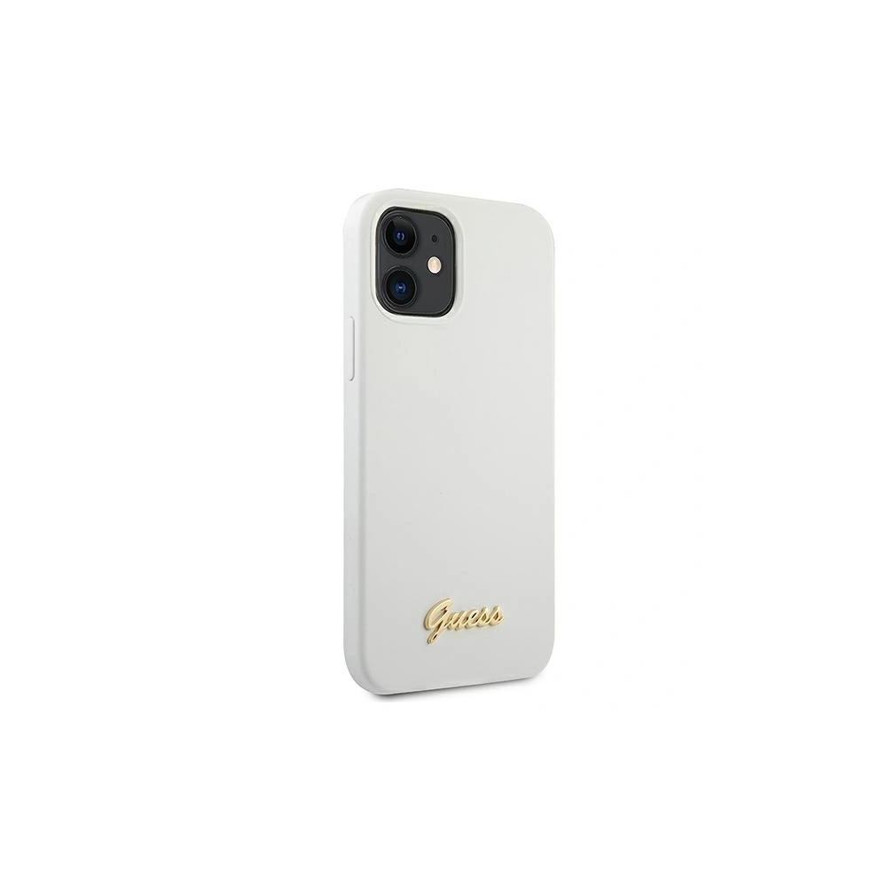 Wholesale Guess GUHCP12SLSLMGWH Apple iPhone 12 mini white hardcase Metal Logo Script - GUE858WHT - {ean13} - Hurt