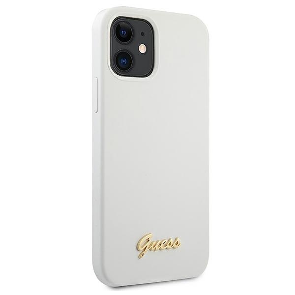 Kryt Guess GUHCP12SLSLMGWH Apple iPhone 12 mini white hardcase Metal Logo Script