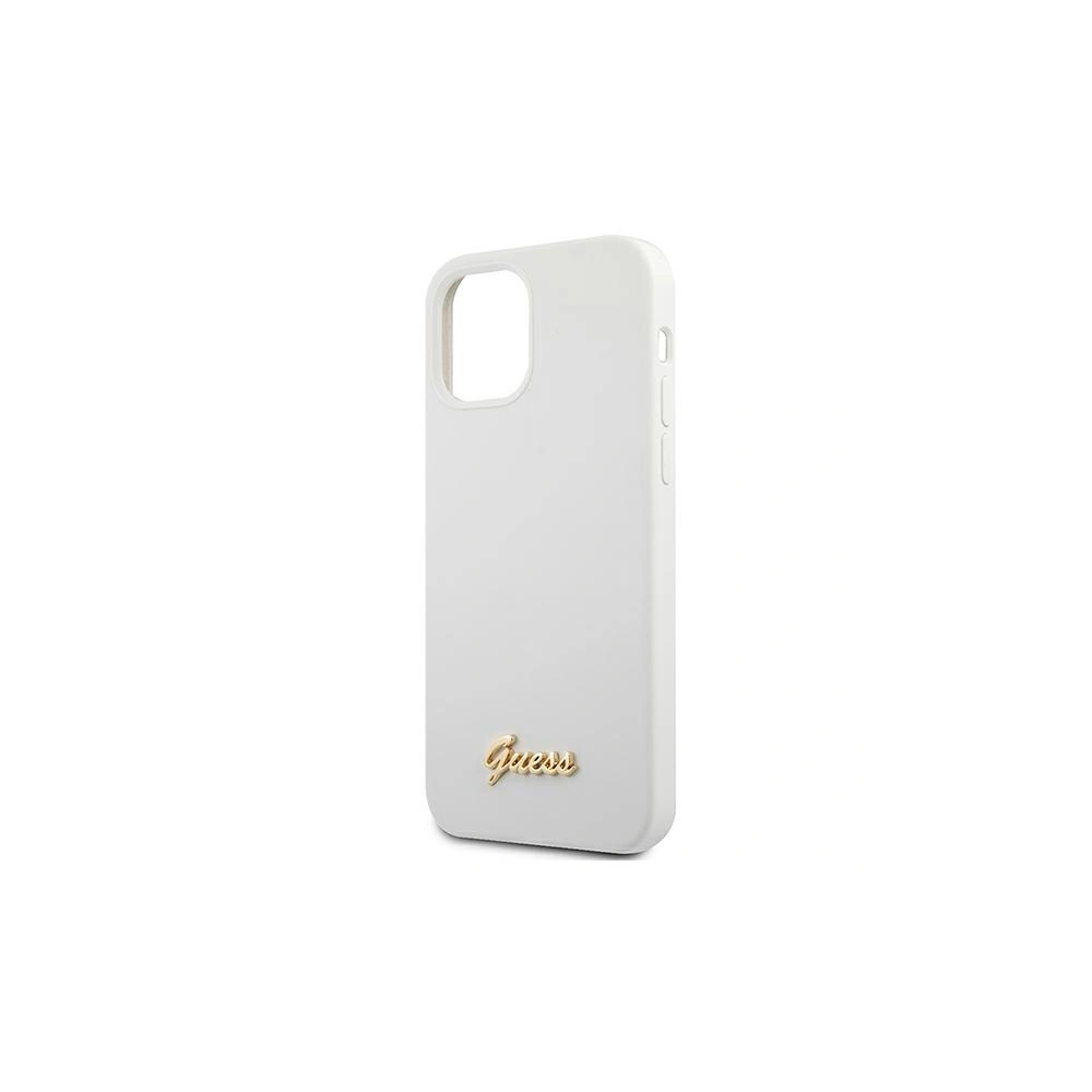 Hurtownia GSM - Etui Guess GUHCP12SLSLMGWH Apple iPhone 12 mini biały/white hardcase Metal Logo Script - GUE858WHT - {ean13} - Hurt
