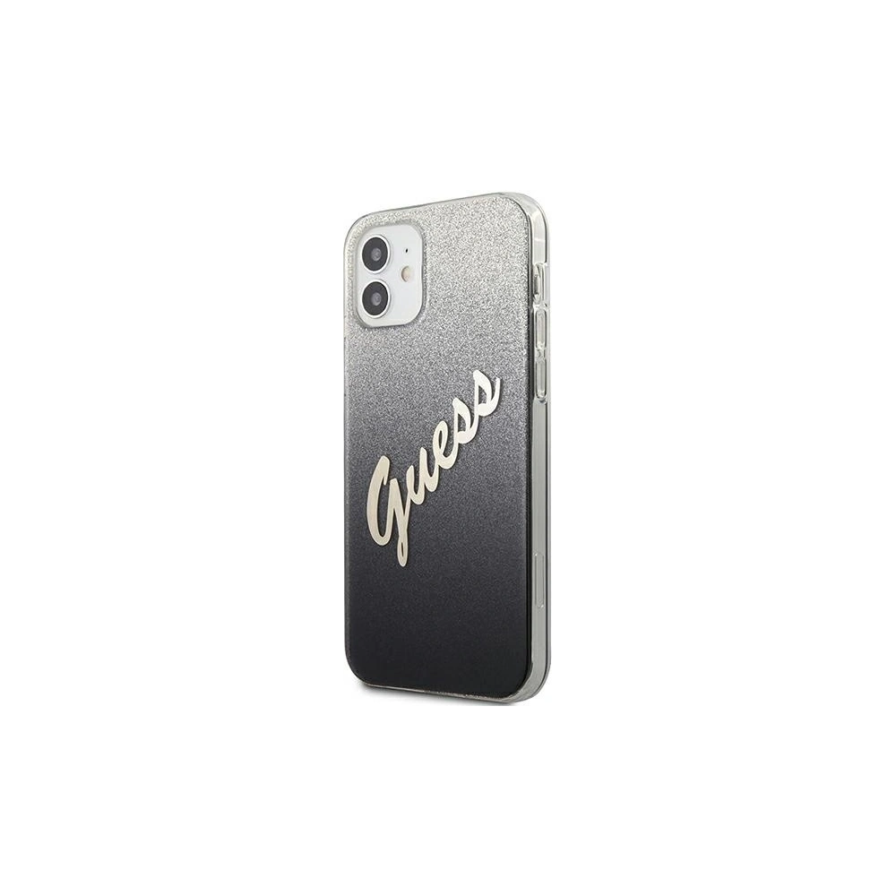 Wholesale Guess GUHCP12SPCUGLSBK Apple iPhone 12 mini black hardcase Glitter Gradient Script - GUE859BLK - {ean13} - Hurt