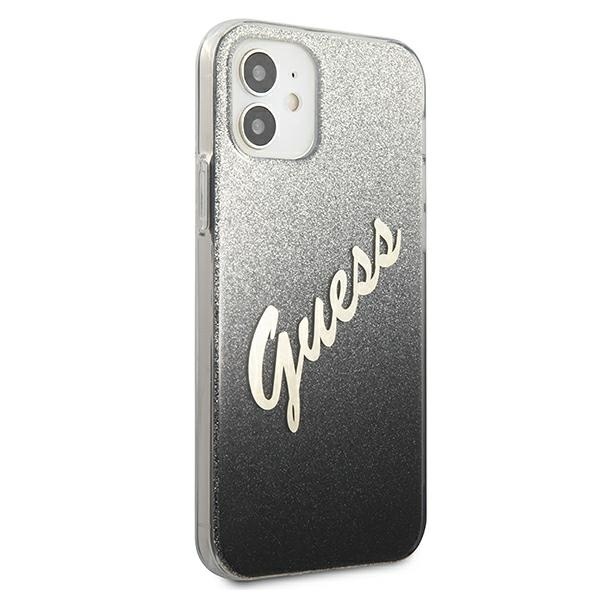 Kryt Guess GUHCP12SPCUGLSBK Apple iPhone 12 mini black hardcase Glitter Gradient Script