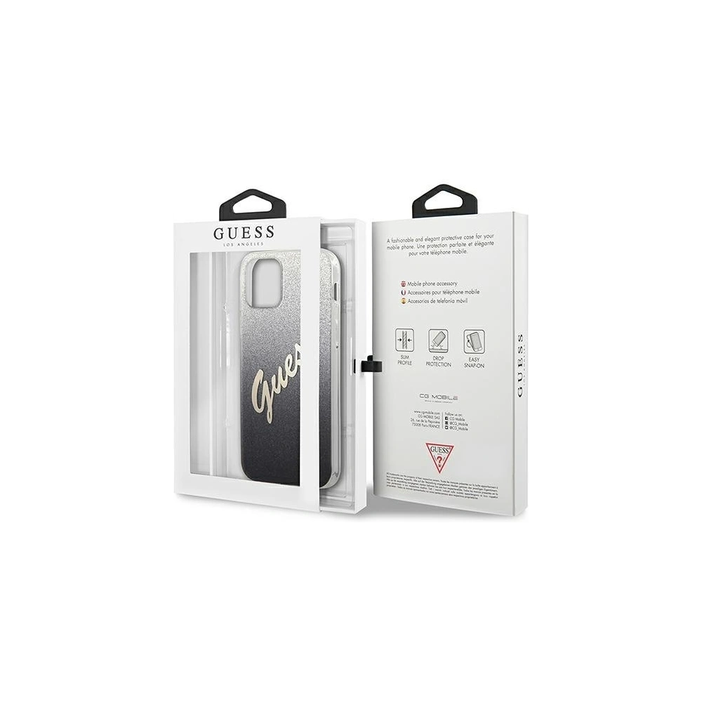Wholesale Guess GUHCP12SPCUGLSBK Apple iPhone 12 mini black hardcase Glitter Gradient Script - GUE859BLK - {ean13} - Hurt