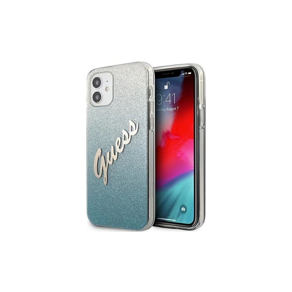 Hurtownia GSM - Etui Guess GUHCP12SPCUGLSBL Apple iPhone 12 mini niebieski/blue hardcase Glitter Gradient Script - GUE860BLU - {ean13} - Hurt