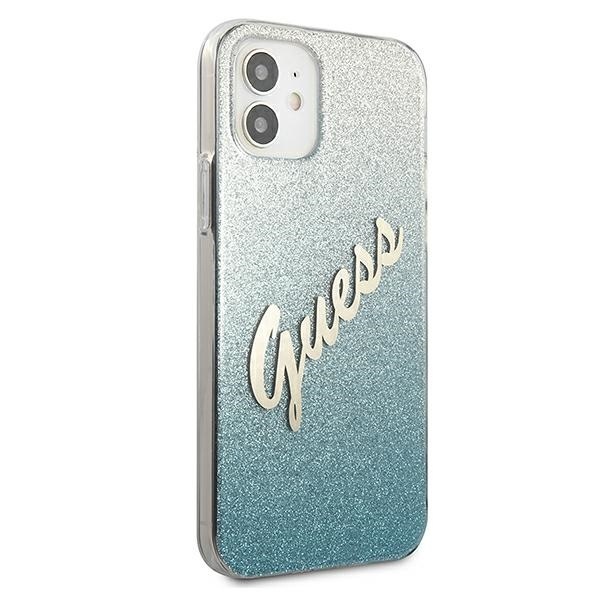 Kryt Guess GUHCP12SPCUGLSBL Apple iPhone 12 mini blue hardcase Glitter Gradient Script