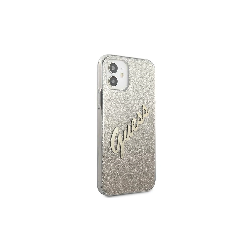 Wholesale Guess GUHCP12SPCUGLSGO Apple iPhone 12 mini gold hardcase Glitter Gradient Script - GUE861GLD - {ean13} - Hurt