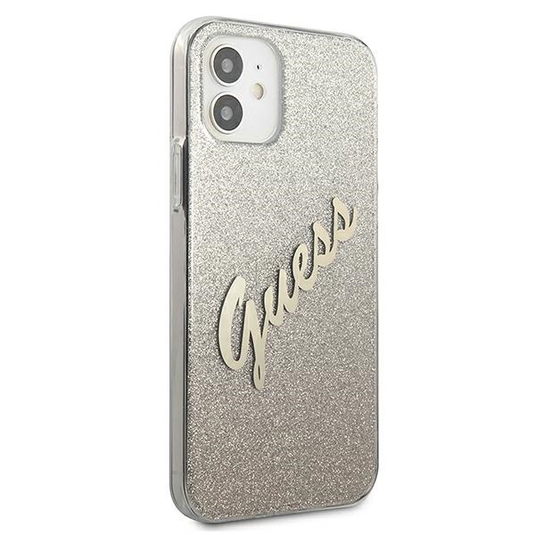 Kryt Guess GUHCP12SPCUGLSGO Apple iPhone 12 mini gold hardcase Glitter Gradient Script