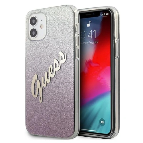 Etui Guess GUHCP12SPCUGLSPI Apple iPhone 12 mini różowy/pink hardcase Glitter Gradient Script