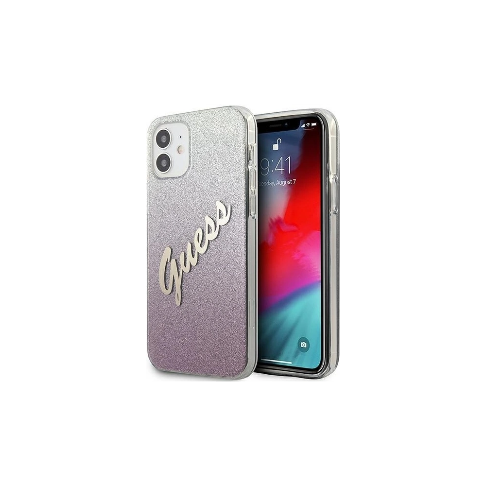 Hurtownia GSM - Etui Guess GUHCP12SPCUGLSPI Apple iPhone 12 mini różowy/pink hardcase Glitter Gradient Script - GUE862PNK - {ean13} - Hurt