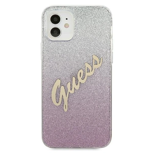 Etui Guess GUHCP12SPCUGLSPI Apple iPhone 12 mini różowy/pink hardcase Glitter Gradient Script