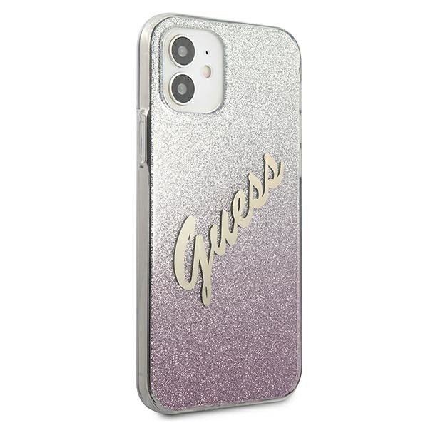 Kryt Guess GUHCP12SPCUGLSPI Apple iPhone 12 mini pink hardcase Glitter Gradient Script