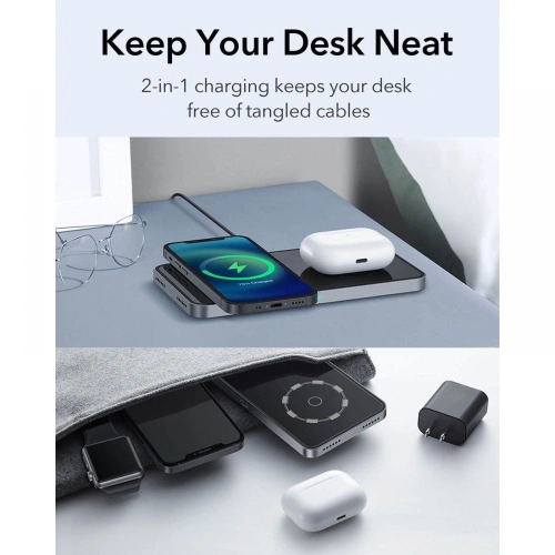 Ładowarka bezprzewodowa ESR HaloLock 2w1 Magnetic MagSafe Wireless Charger Black