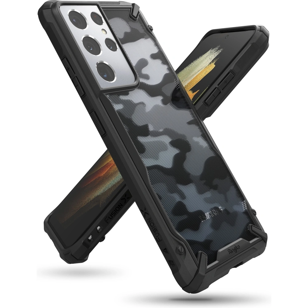 Wholesale Ringke Fusion-X Design Samsung Galaxy S21 Ultra Camo (Moro) Black - RGK1344CAM - {ean13} - Hurt