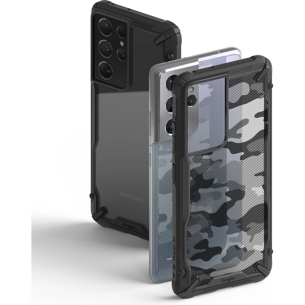 Wholesale Ringke Fusion-X Design Samsung Galaxy S21 Ultra Camo (Moro) Black - RGK1344CAM - {ean13} - Hurt