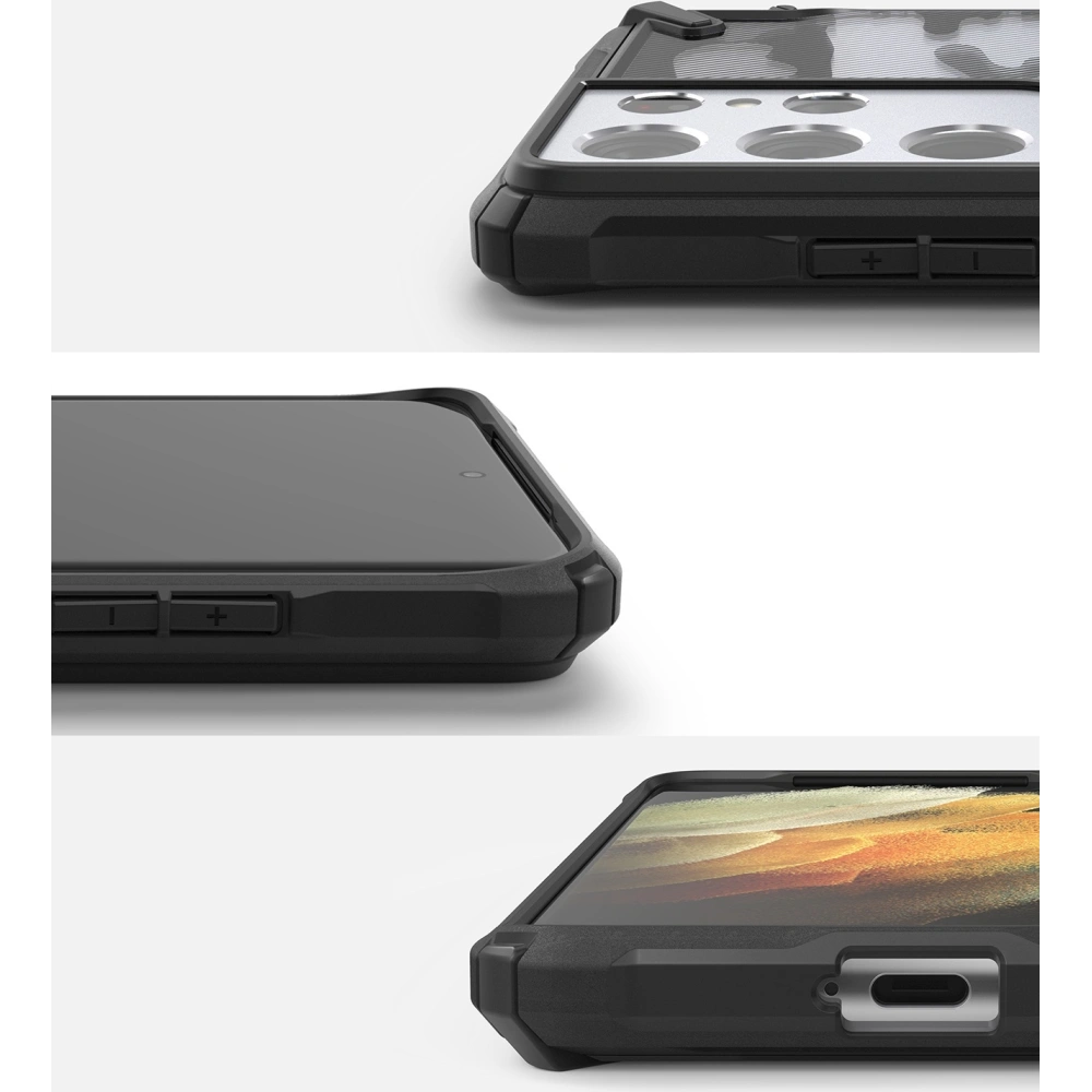 Wholesale Ringke Fusion-X Design Samsung Galaxy S21 Ultra Camo (Moro) Black - RGK1344CAM - {ean13} - Hurt