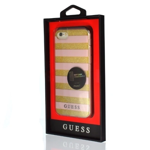 Etui Guess GUHCP7STGPI Apple iPhone 7 gold/pink hardcase Ethnic Chic Stripes 3D