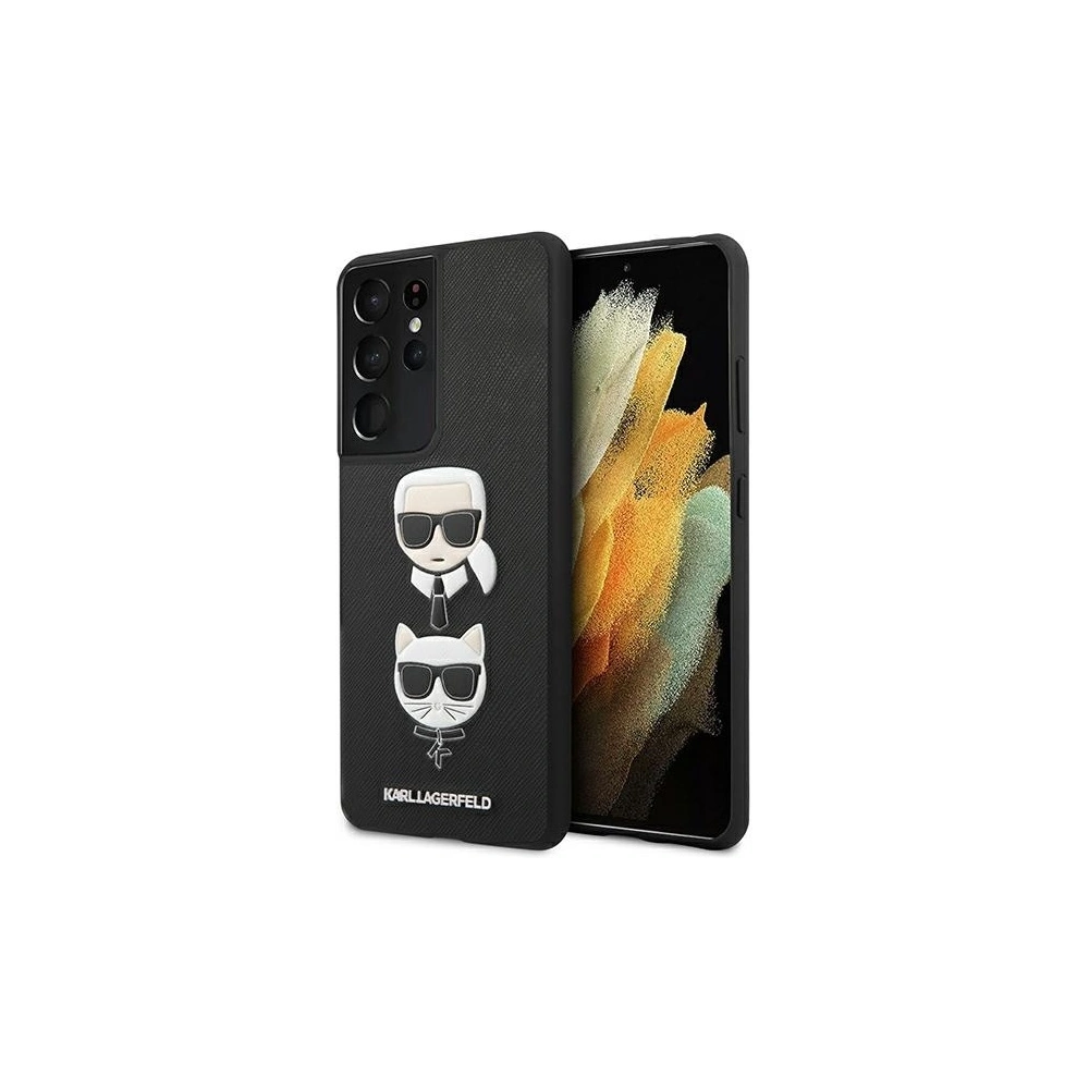 Wholesale Karl Lagerfeld KLHCS21LSAKICKCBK Samsung Galaxy S21 Ultra black hardcase Saffiano Ikonik Karl&Choupette Head - KLD441BLK - {ean13} - Hurt